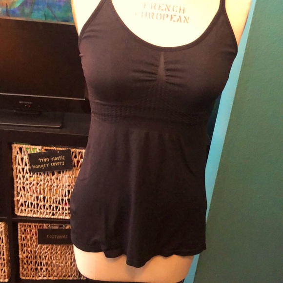 Champion racer back black sports bra tank. Adjustable strap tank top with bra - Picture 1 of 9